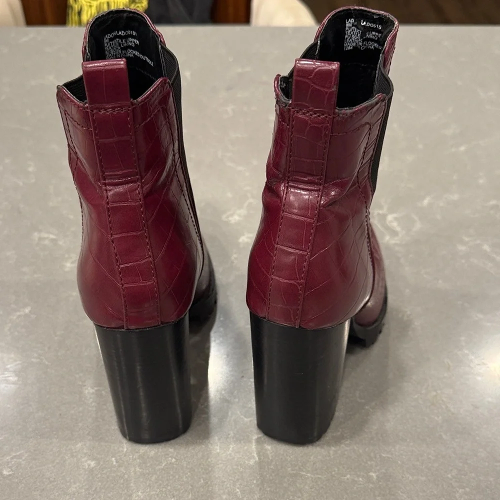 Steve Madden Red Croc-Embossed Ankle Booties
